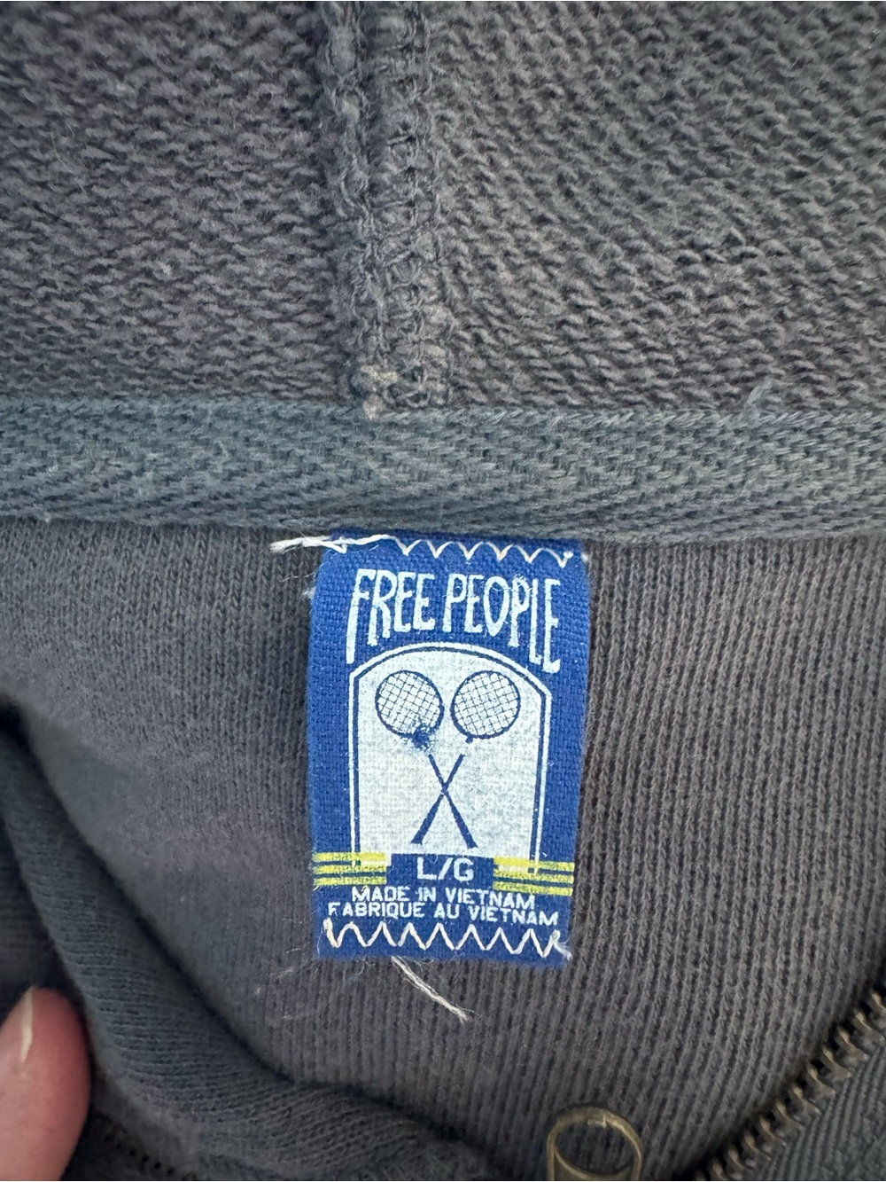 Free People Dark Gray Hooded Handkerchief Hem Poncho - Picture 4 of 6